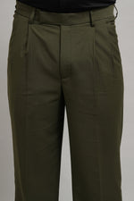 Premium Olive Green Pleated Trousers