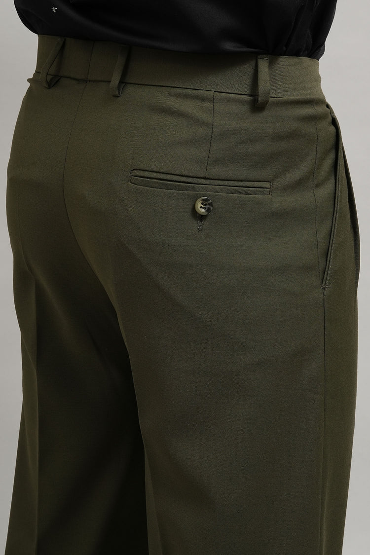 Premium Olive Green Pleated Trousers
