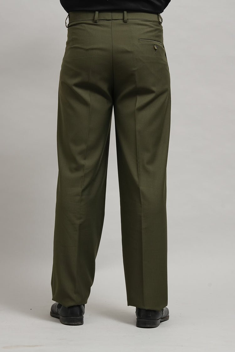 Premium Olive Green Pleated Trousers