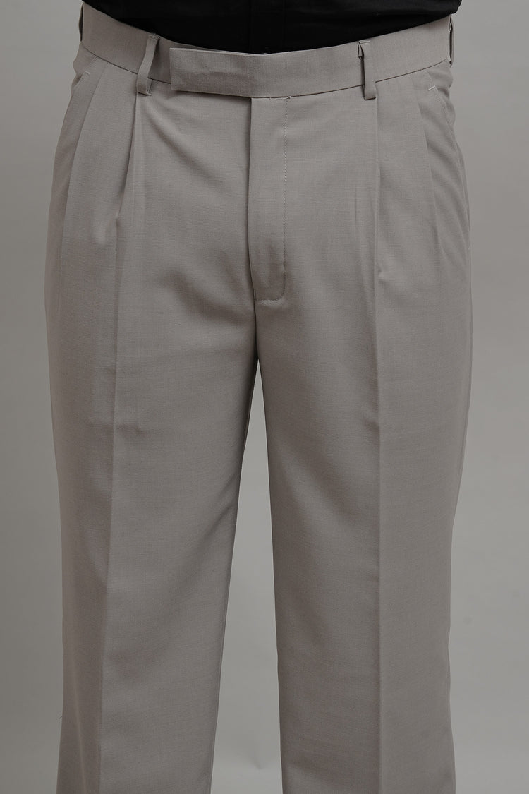 Premium Frost Grey Pleated Trousers