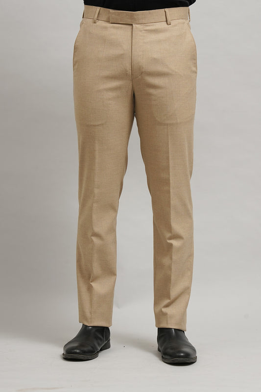 Bluebird Men's Beige Sand Lycra Trouser