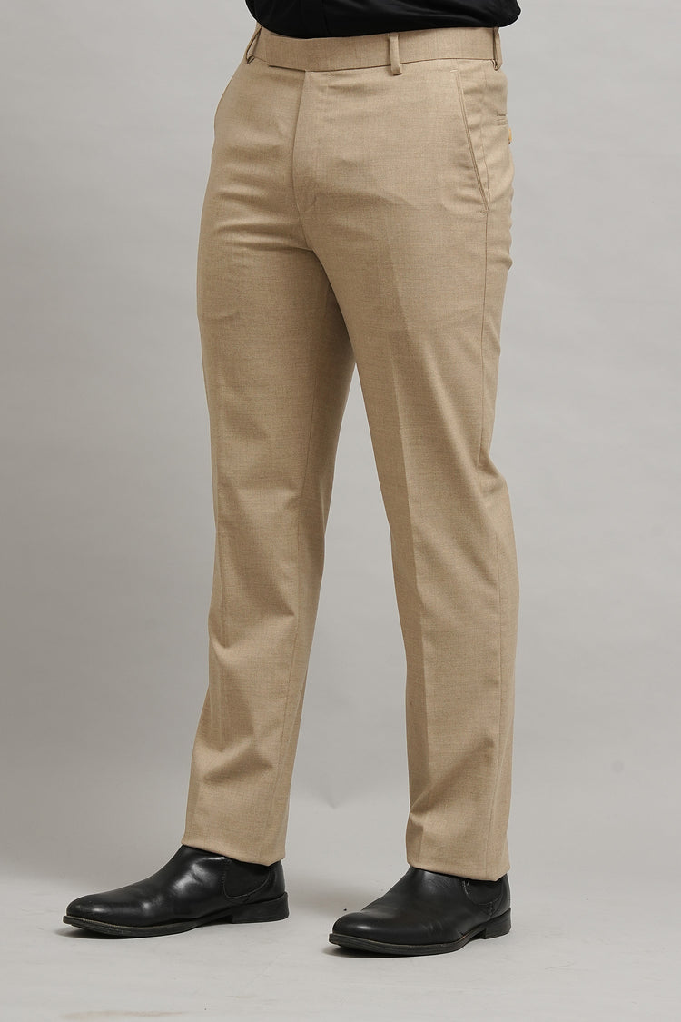 Bluebird Men's Beige Sand Lycra Trouser