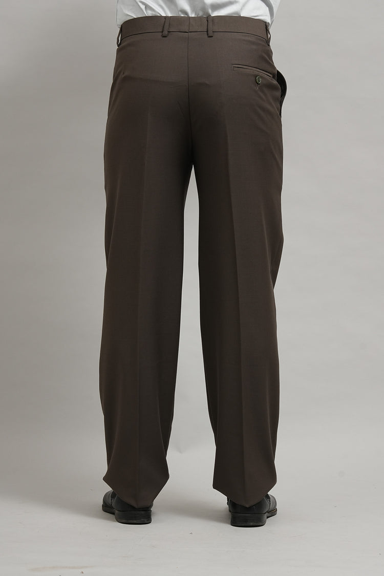 Mocha Brown Classic Pleated Formal Trouser