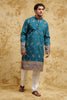 Teal Zari Butti Jaipuri Silk Blend Kurta Set – Wedding Edition