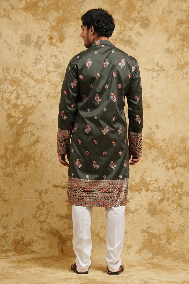 Deep Emerald Jaipuri Silk Blend Kurta Set – Wedding Edition