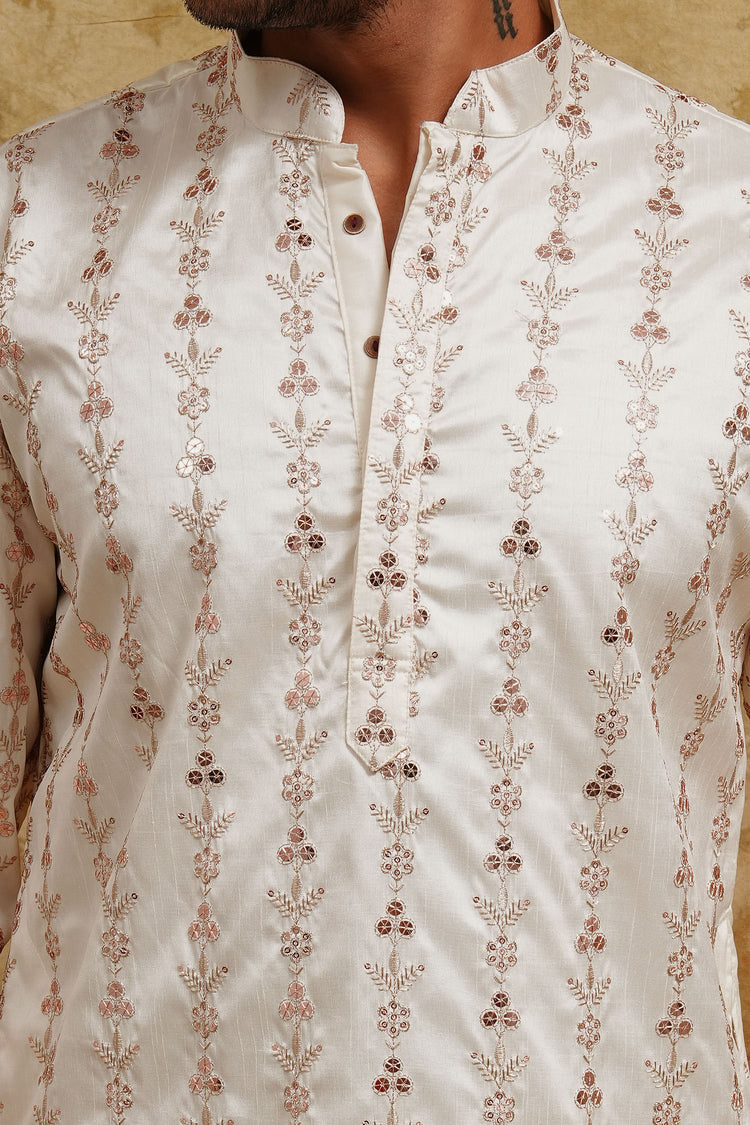 White Elephant Embroidered Kurta Set – Royal Ethnic Classic