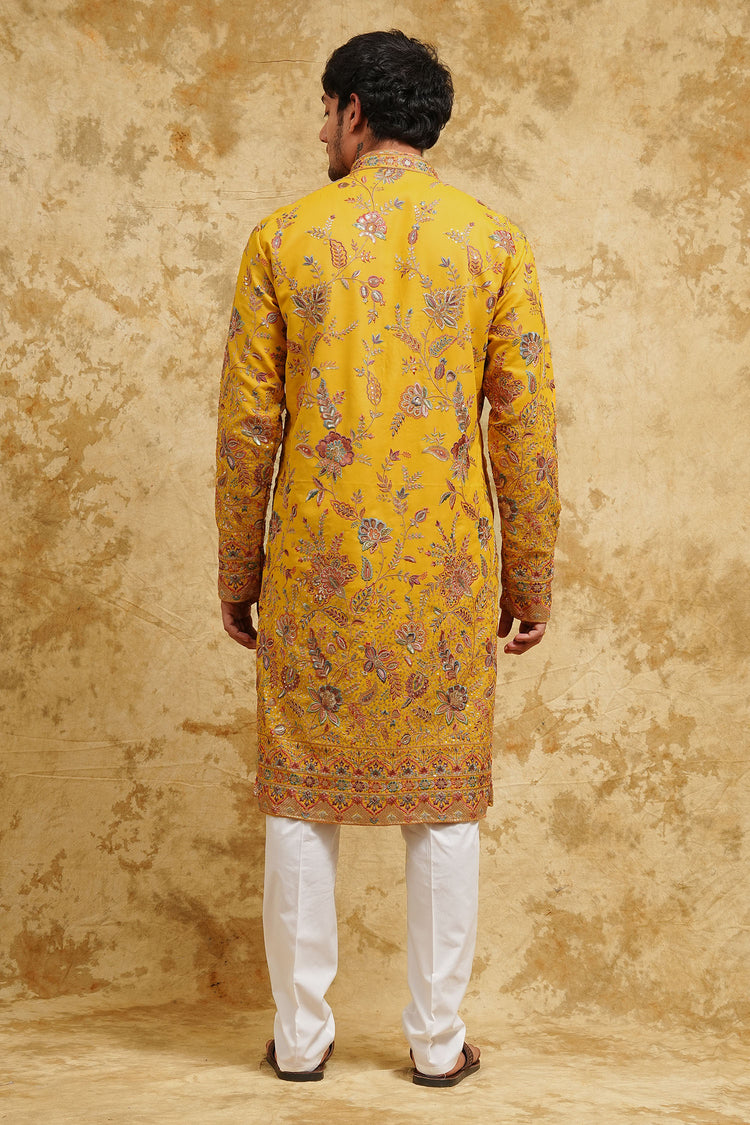 Marigold Meadow All-Over Multicolor Thread-Embroidered Kurta