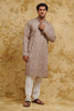 Taupe Gold All-Over Thread-Embroidered Kurta Set