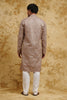 Taupe Gold All-Over Thread-Embroidered Kurta Set
