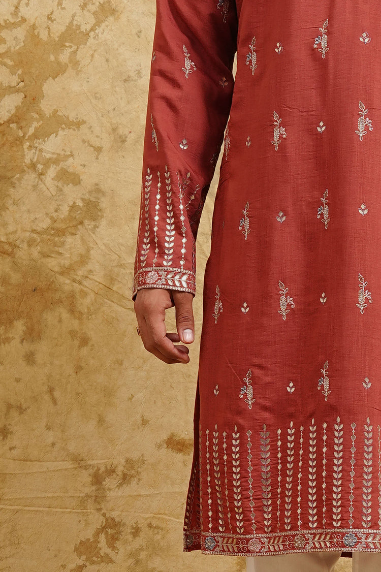 Rose All-Over Thread-Embroidered Kurta