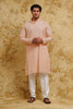 Blush Peach All-Over Floral Sequin-Embroidered Kurta