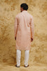 Blush Peach All-Over Floral Sequin-Embroidered Kurta