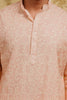 Blush Peach All-Over Floral Sequin-Embroidered Kurta