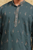 Teal Mist All-Over Thread-Embroidered Kurta