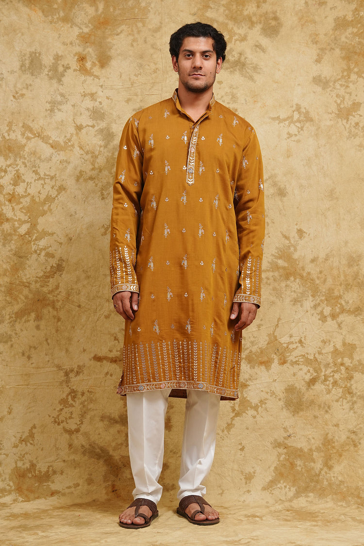 Olive Dusk All-Over Thread-Embroidered Kurta