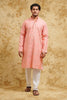 Blush Rose Vine-Embroidered Kurta