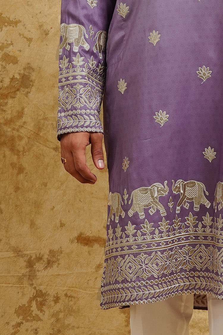 Purple Ombre Embroidered Kurta Set