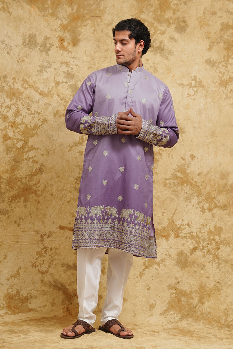 Purple Ombre Embroidered Kurta Set