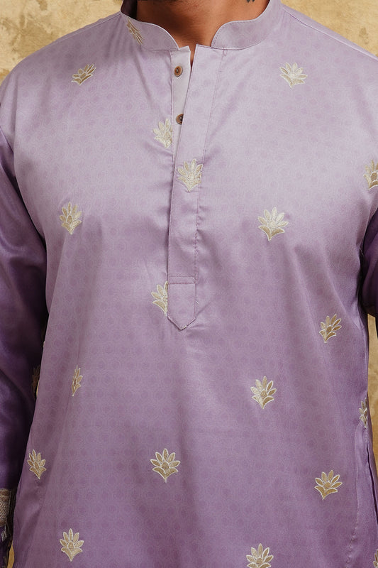 Purple Ombre Embroidered Kurta Set