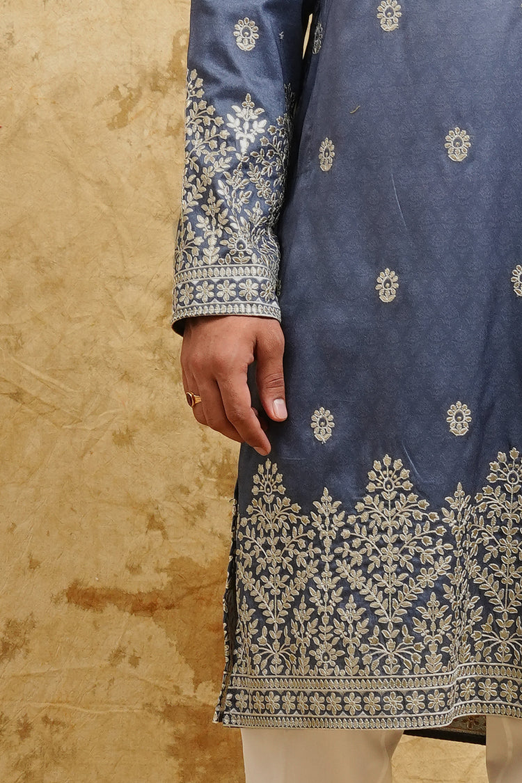 Blue Ombre Embroidered Kurta Set