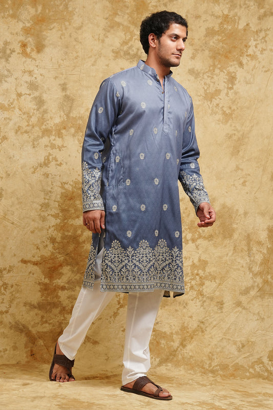Blue Ombre Embroidered Kurta Set
