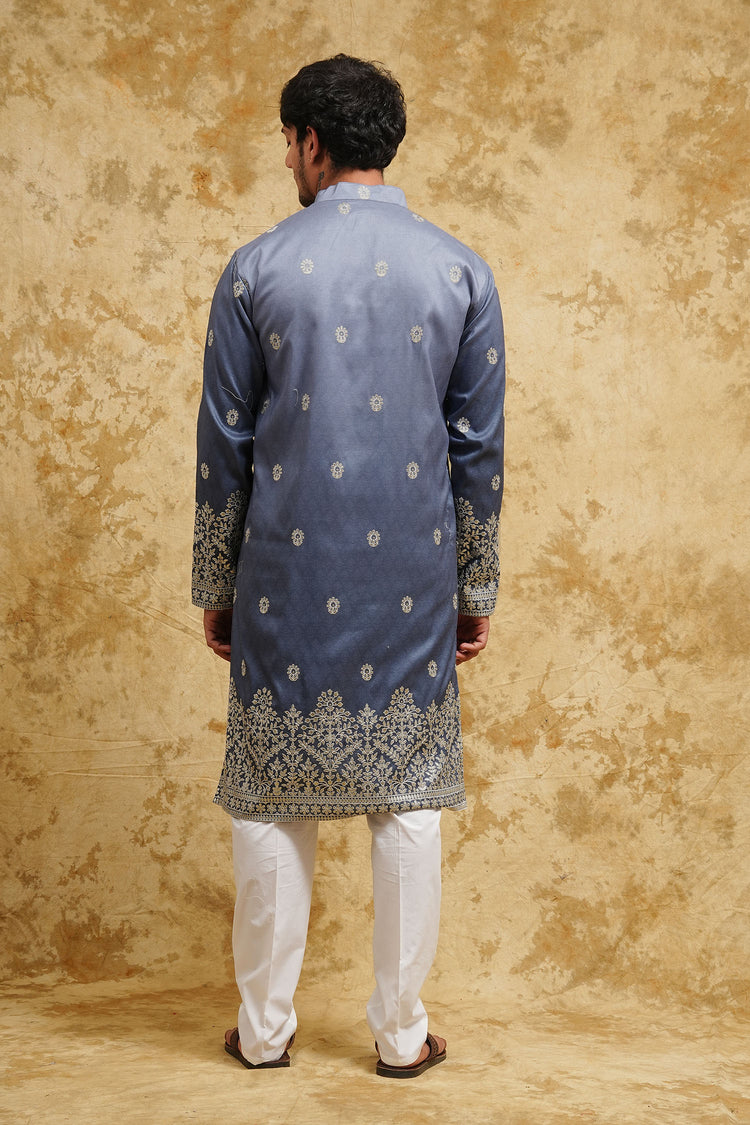 Blue Ombre Embroidered Kurta Set