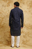 Navy Blue Thread-Embroidered Kurta Set