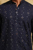 Navy Blue Thread-Embroidered Kurta Set