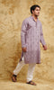 Dusty Lavender Thread-Embroidered Kurta Set