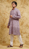Dusty Lavender Thread-Embroidered Kurta Set