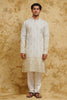 White Thread-Embroidered Kurta Set