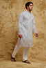 Ivory Pastel Floral Thread-Embroidered Kurta