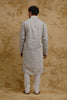Pearl Grey Geometric Thread & Mirror-Embroidered Kurta