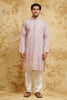 Blush Pink Ornate Thread-Embroidered Kurta