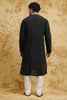 Black Kashmiri-Style Thread-Embroidered Kurta