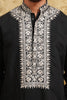 Black Kashmiri-Style Thread-Embroidered Kurta