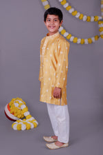Sunny & Bright Yellow Mirror Work Kids Kurta Set