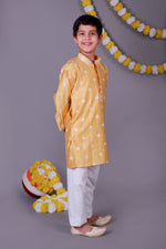 Sunny & Bright Yellow Mirror Work Kids Kurta Set