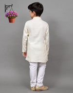 White Self-Design Embroidered Kurta Set – Timeless & Sophisticated for Your Little One
