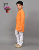 Orange Self-Design Embroidered Kurta Set – Bold & Stylish for Your Little One