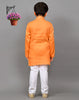 Orange Self-Design Embroidered Kurta Set – Bold & Stylish for Your Little One