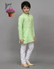 Lime Green Self-Design Embroidered Kurta Set – Playful & Festive for Your Little One