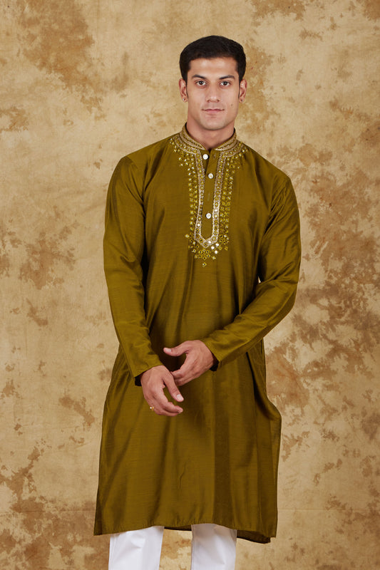 Bluesaanchi Mirror Magic Field drab Men's Kurta Set