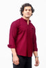 Bluebird Men's 100% Cotton Mandarin Shirt Red Color