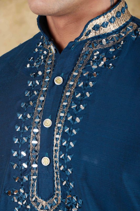 Bluesaanchi Mirror Magic Berkeley Blue Men's Kurta Set