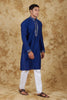 Bluesaanchi Sunshine: Handwoven Embroidered Kurta Set Dark Blue