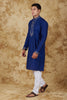 Bluesaanchi Sunshine: Handwoven Embroidered Kurta Set Dark Blue