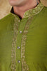 Bluesaanchi Sunshine: Handwoven Embroidered Kurta Set Royal green