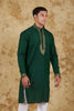 Bluesaanchi Sunshine: Handwoven Embroidered Kurta Set Castleton green