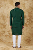 Bluesaanchi Sunshine: Handwoven Embroidered Kurta Set Castleton green